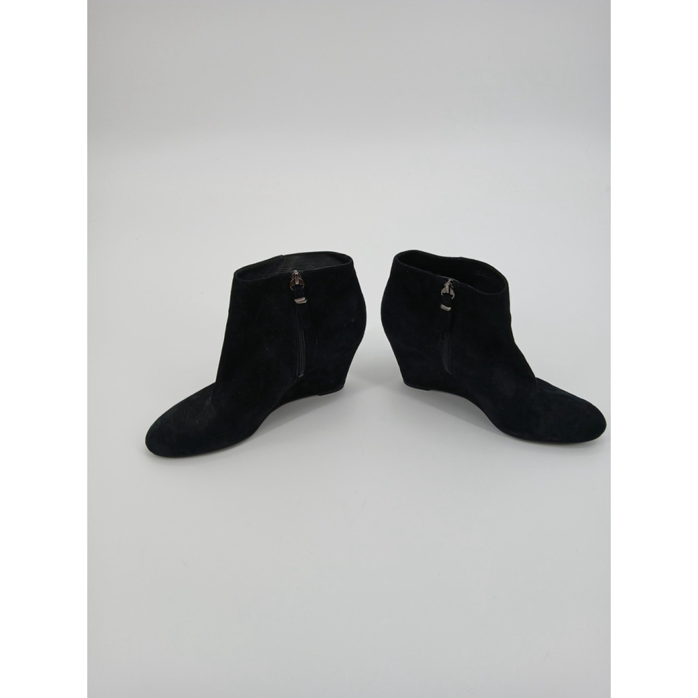 Via Spiga Black Suede Ankle Wedge Boots Size 7 Booties - Picture 3 of 16